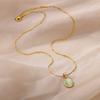 Fashion Stone Opal Oval Necklace For Women Stainless Steel Gold Color Oval Stone Pendant Necklace Wedding Aesthetic Jewelry Gift