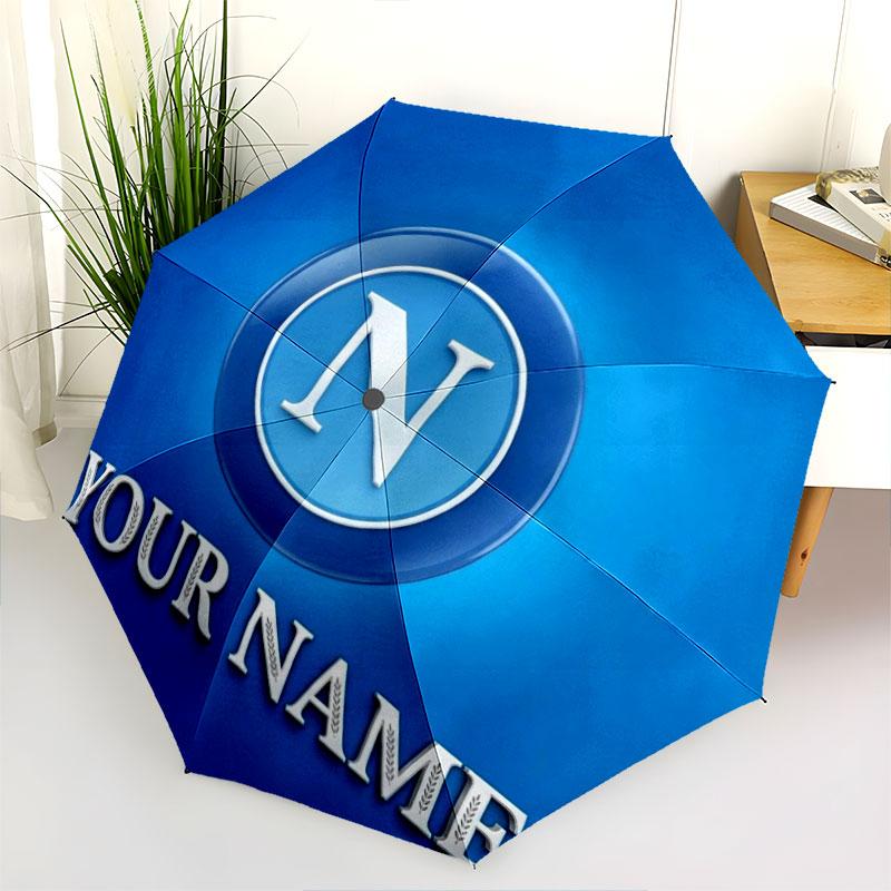 1 PC Automatic Folding Umbrella - SSC Napoli Custom Name Pattern, Portable & Foldable Design with 8 Ribs, Christmas Birthday Gifts