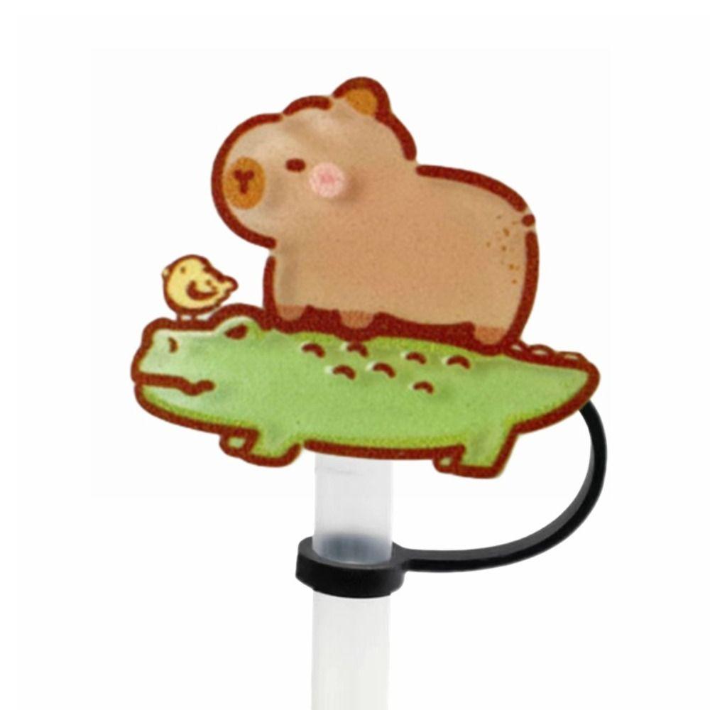 Capybara Straw Tip Covers Cute Spill Proof Stopper Set Creative Capybara Straw Covers Cap