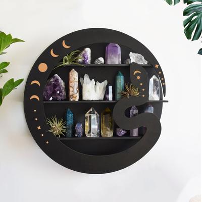 Shelf for Crystal Display Multi Layered Wooden Stand Moon Butterfly Hanging Wall Storage Boho Home Decor Living Room Accessories