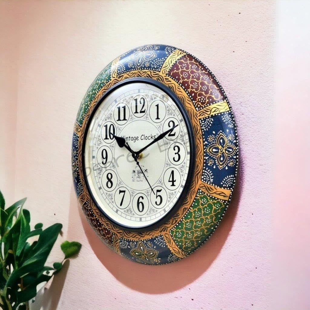 Hand-Painted Wooden Wall Clock / 12 Inch (30 CM's)