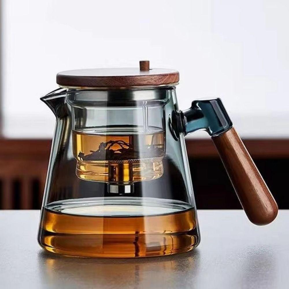 Heat Resistant Magic Glass Teapot Creative One-button Filtering Teapot  Loose Tea