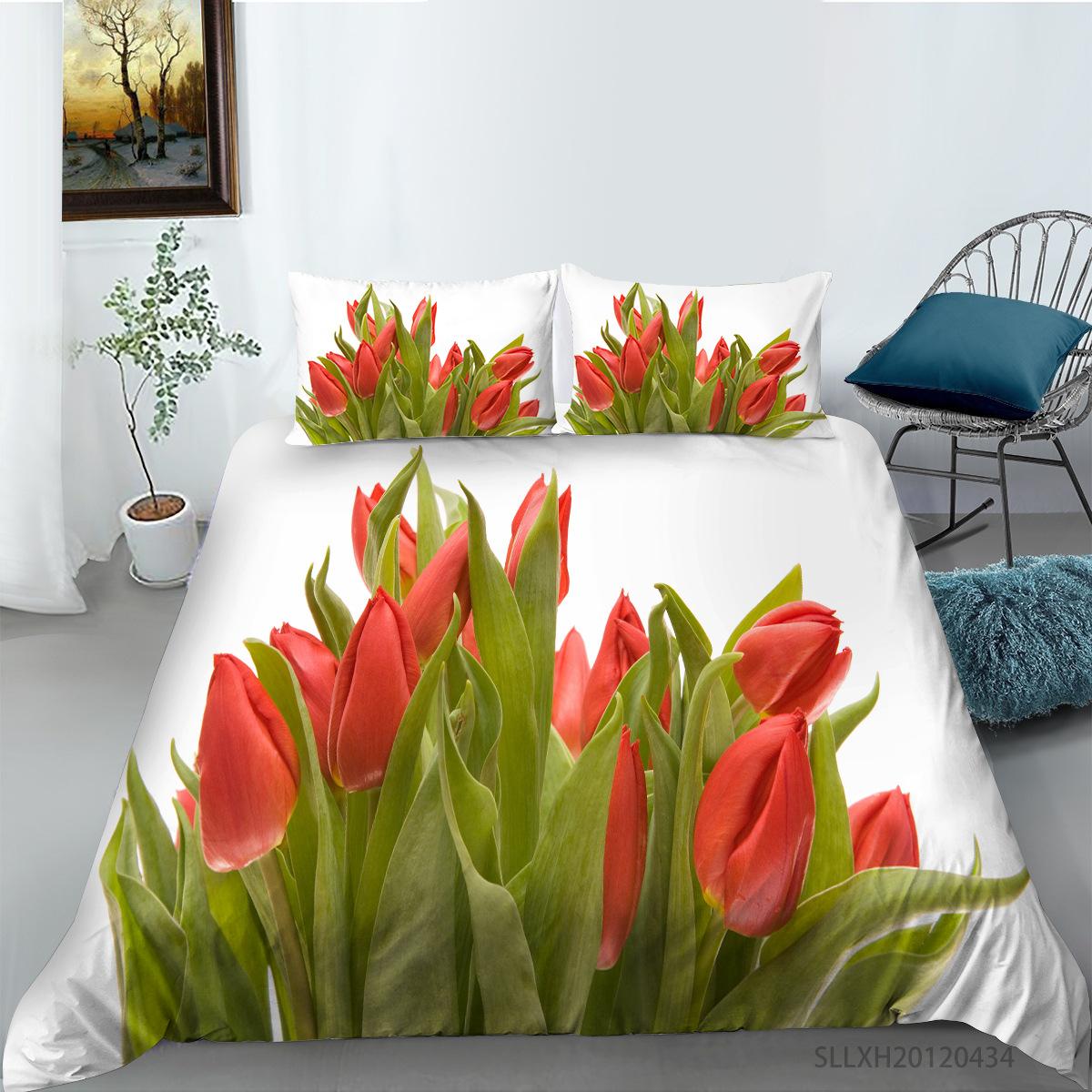 

Цвет Тюльпан Серия Пододеяльник Наволочка Набор из двух или трех предметов Полиэстер Цифровая печать EU single 135*200