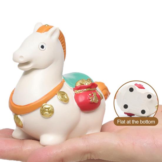 Cartoon Horse Figurine Bring Fortune Fat Lucky Pony Statue Resin Animal Sculpture Year of Horse New Year Decoration Ornament Gift