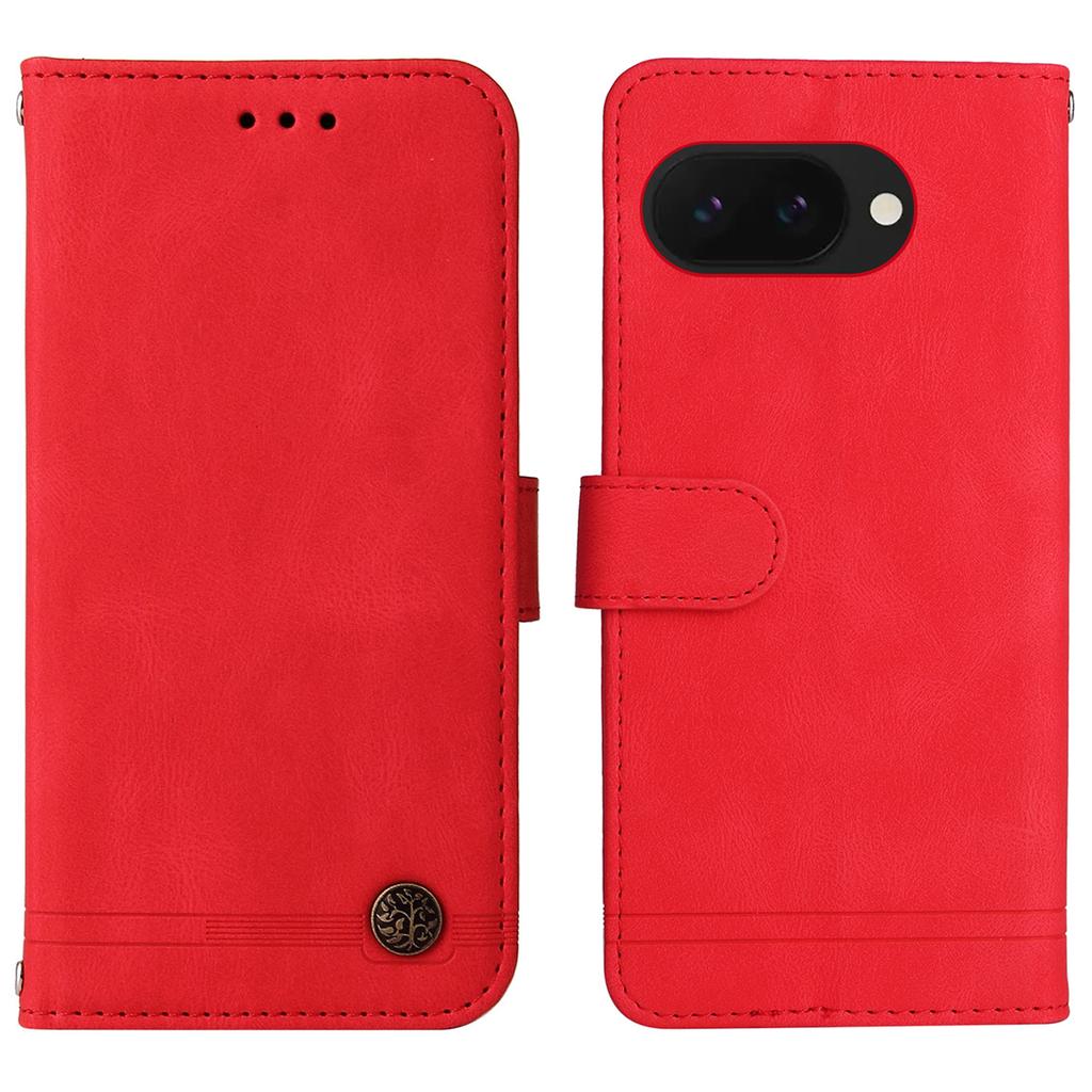 Für Google Pixel 9a Leder Brieftasche Hüllen Skin Touch Handyhülle Ständer mit Riemen