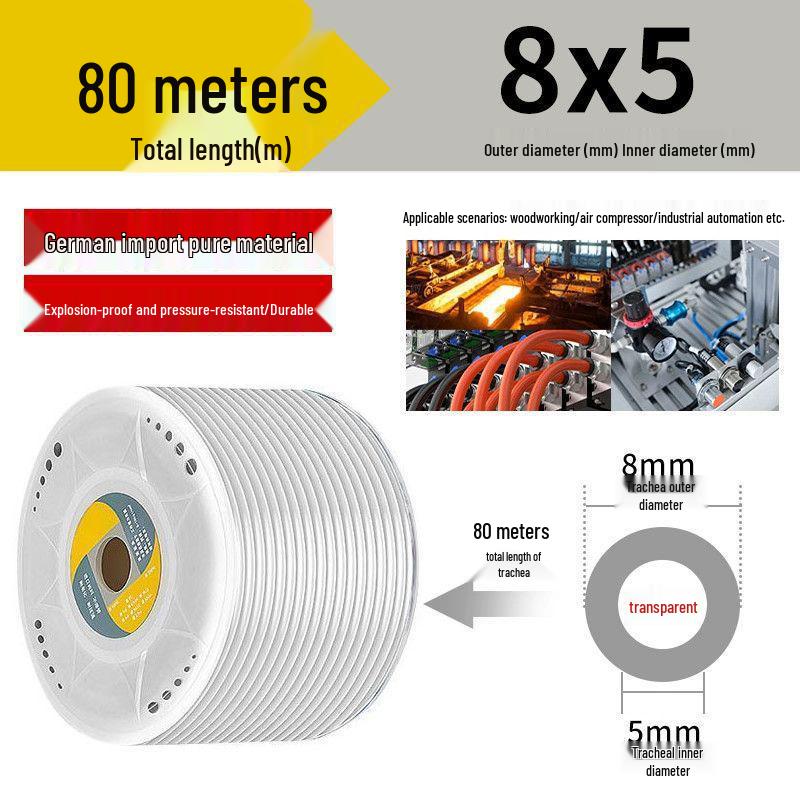 Transparent High-Pressure Explosion-Proof PU Air Hose for Air Compressors (Sizes: 6/8/10/12/14/16mm)