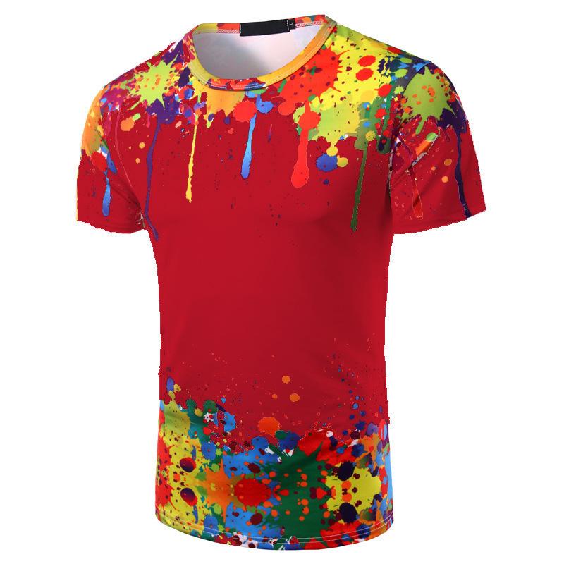 Summer Round Neck 3D Colorful Printed Top Fashionable Casual Short Sleeved Men's T-shirts