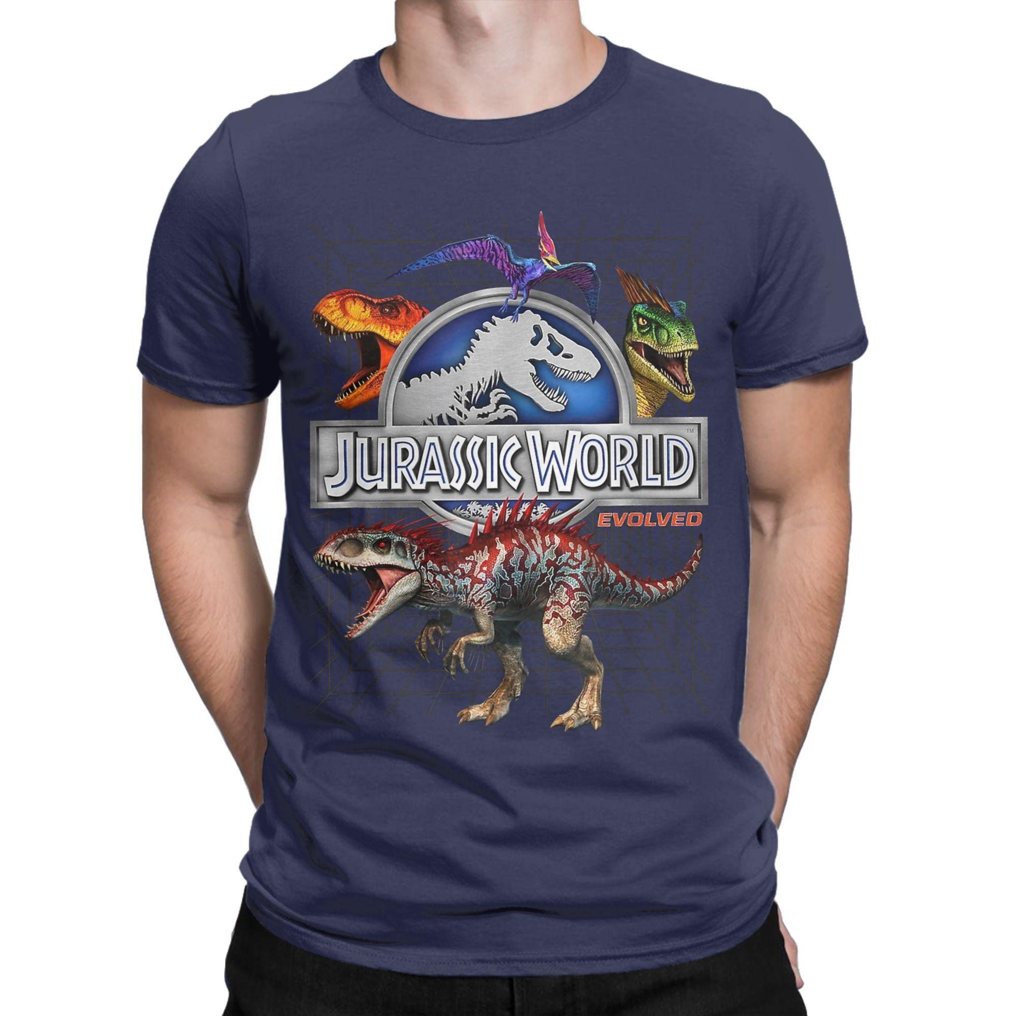 World Evolved 2025 Dino Grid T Rex Graphic TShirt Summer  Fashion T Shirts Mens 100 Cotton ONeck Oversized Tees Tshirt 4XL