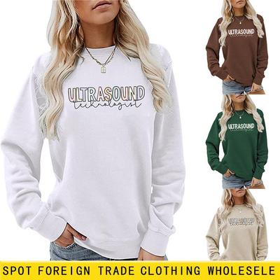European & American Women's Fun Print Round Neck Long Sleeve Hoodie