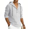 Men's Plus Size Linen Long Sleeve Hoodie, Casual Color Pullover