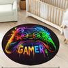 Gaming for Boys Room Gamer Casual Round Carpet with Controller Design Rug for Game Room Bedroom Decor Non-slip Floor Mat