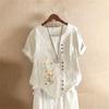 T-shirt Estiva Oversize in Cotone e Lino a Maniche Corte, Abbigliamento Donna Oversize Stampato in Cotone e Lino