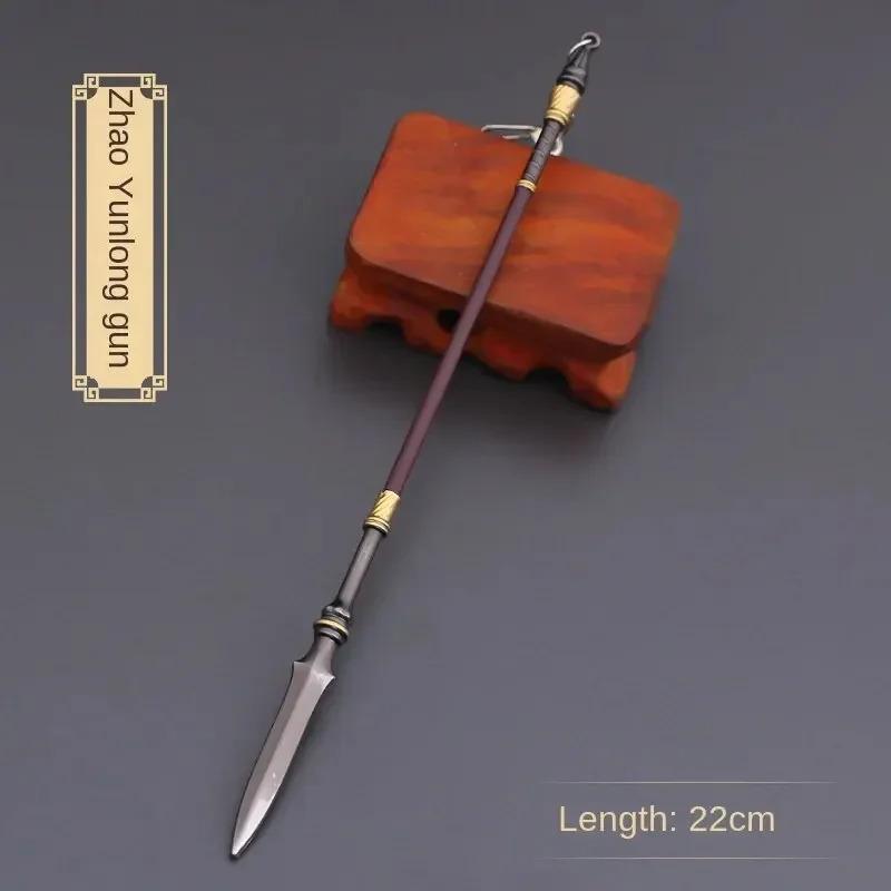 Китайский Ретро Самурайский Меч 22см Металлическое Копье и Меч Мини Холодное Модель Украшения Ролевая Игра Поддельный Реквизит Простой Стиль