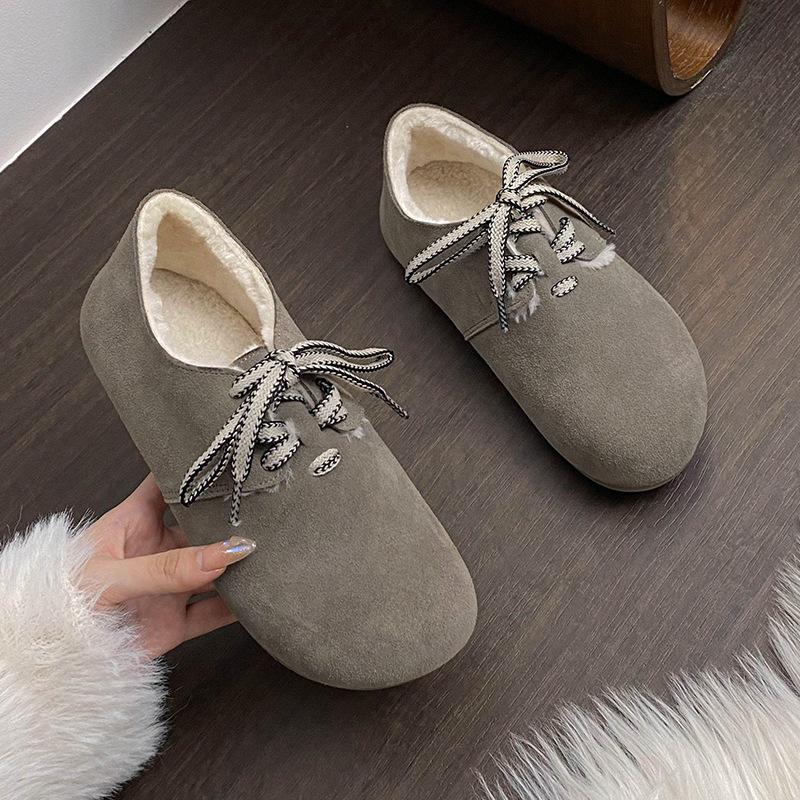 New Designer Women Genuine Leather Flat Casual Shoes Birken Boat Shoes Winter Ladies Fashion Plush Boots