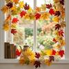 2Pcs Fall Artificial Maple Leaf Wreath—Harvest Festival, Thanksgiving, and Halloween Decorations; Artificial Maple Leaves and Vine; Outdoor Garden