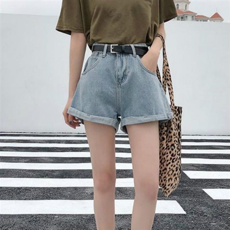 WTEMPO Net Red Denim Shorts Weibliche Hohe Taille Sommer Student Wild War Dünn und Lose Breite Beine
