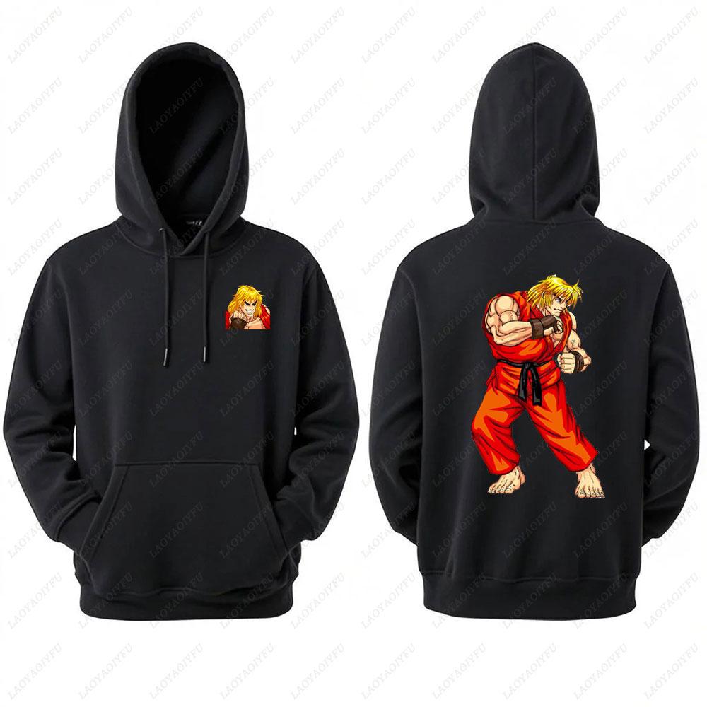 Street Fighter Men's Hoodie Anime Game Print Casual Long-sleeved Sweatshirt Double-sided Streetwear for Autumn ropa de hombre