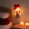 Plug-in Easter Bunny Night Light Love Heart Wall Outlet LED Lamp Holiday Party Home Living Room Bedroom Decoration Light