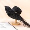 Summer Elegant Dot Mesh Straw Hat Women Wide Brim Sun Protection Beach Hat 2025 New Floppy Foldable Sun Hats for Women Ladies