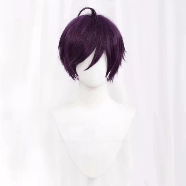 Synthetic Short Straight Cosplay Wig White Green Purple Brown Black Blue Gray Orange Red Fluffy Heat Resistant Hair Anime Wigs