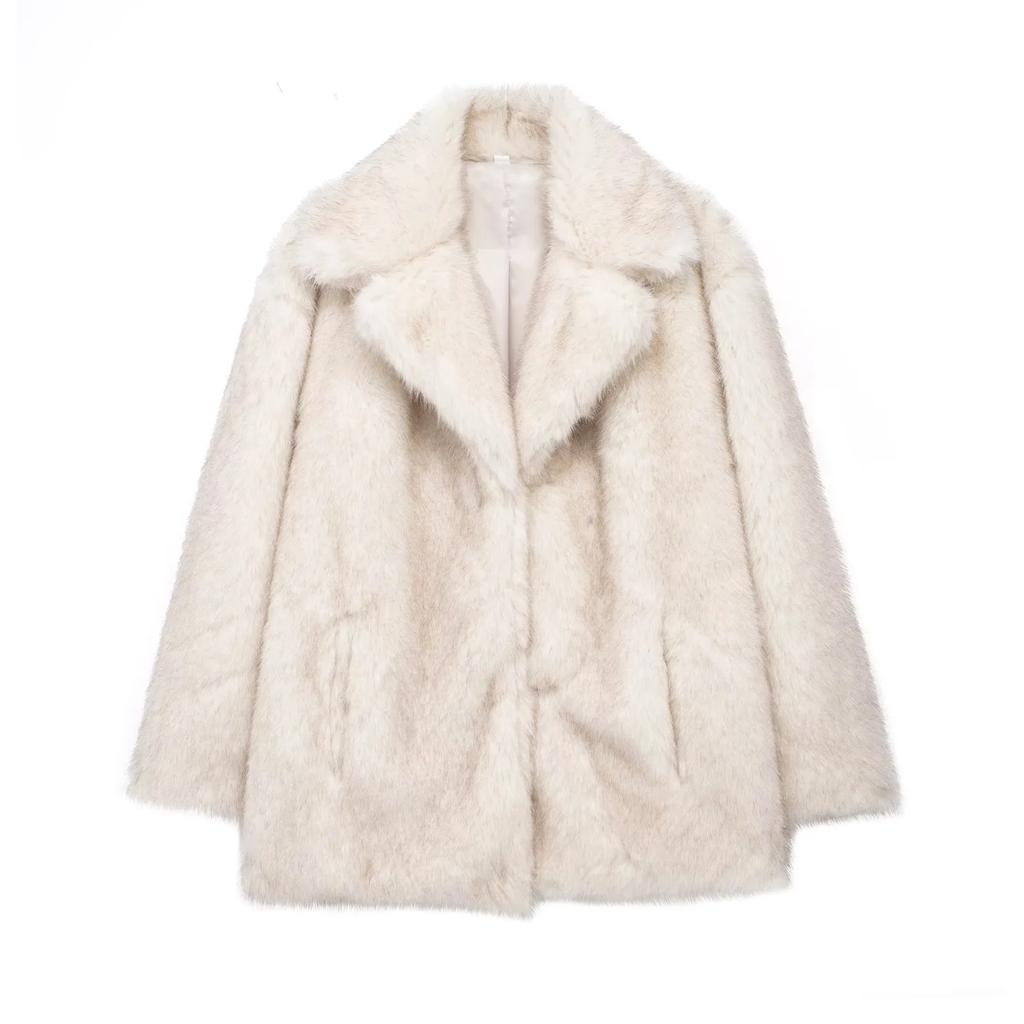 New fox fur coat, suit collar loose fur coat, medium and long large size women's fur coat