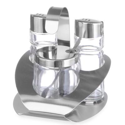 Hendi 465332 Stainless Steel Spice Set Salt Pepper Mustard