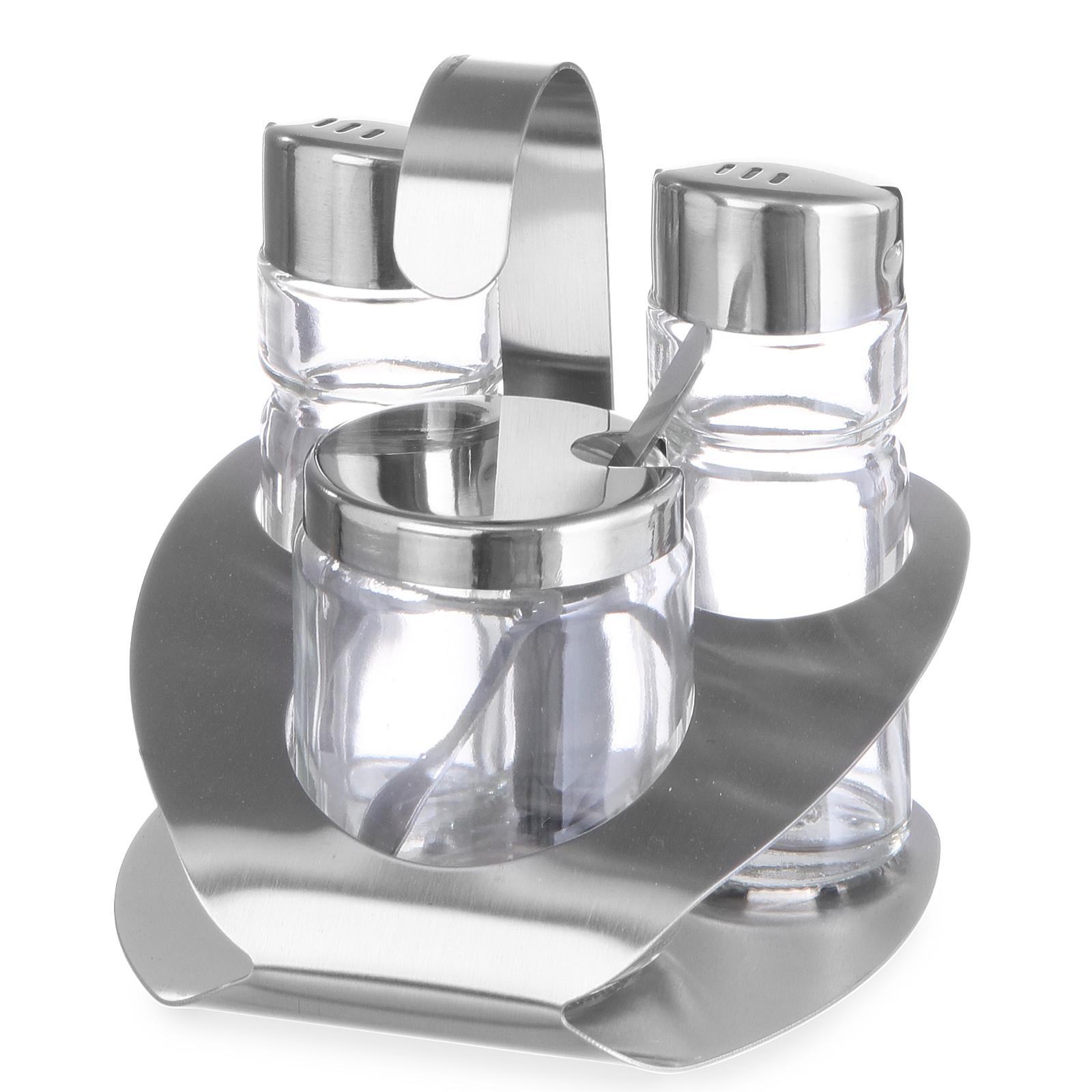 Hendi 465332 Edelstahl Gewürzset Salz Pfeffer Senf