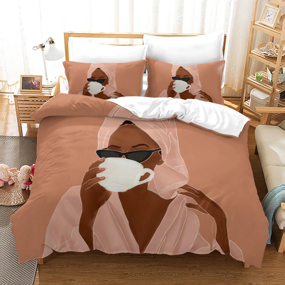 Bed Three-Piece Set 3D Three-Piece Set Size Girl Quilt Cover Printing