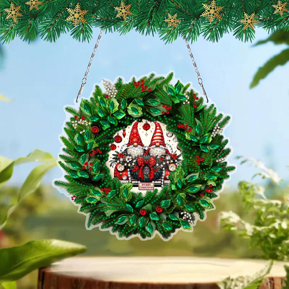 Xmas Theme 2D/Flat DIY Special Shape Rhinestone Diamond Art Window Pendants Diamond Art Pendant Wall Decor for Home & Windows