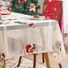 Christmas Printed Tablecloth Beige Lace Tablecloth Santa Claus Washable Table Cover for Party Wedding Picnic Dinner Decor