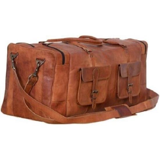 Duffelbag i skinn Stor reiseveske Gym Sports Overnight Weekender Bag