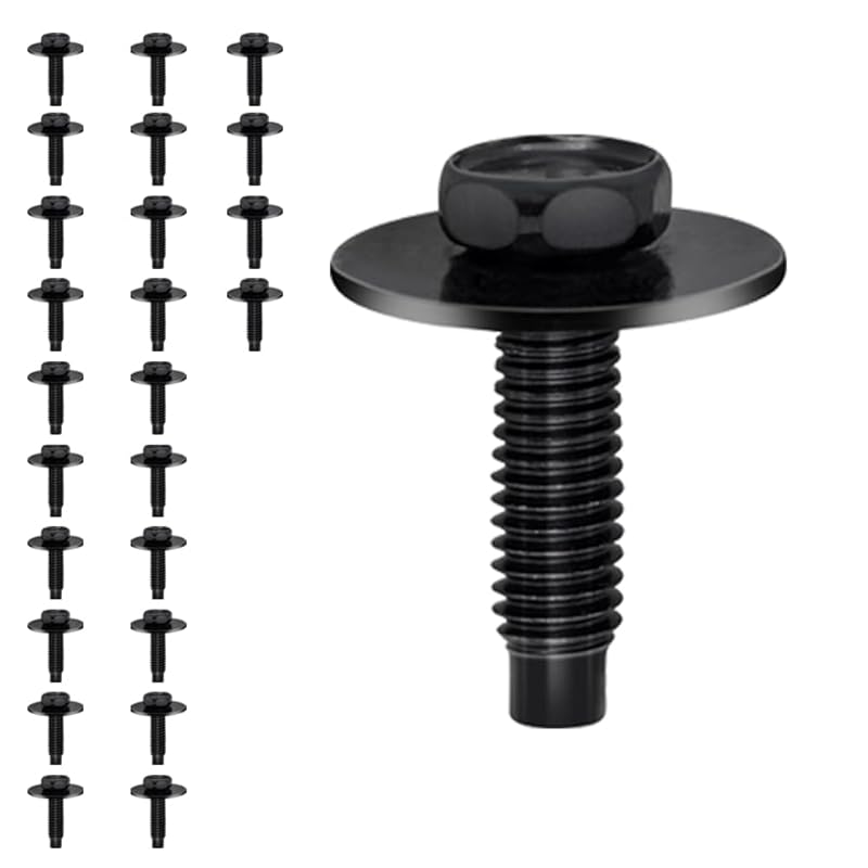 50Pcs M6-1.0 Hex Head Body Bolts Bumper Fender Splash Shield Under Cover Hood,M6 Bolt,Hex Bolts,10Mm Bolt,20Mm Washer