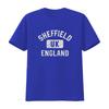 Mens Sheffield England UK Gym Style Distressed White Print T Shirt Black vintage Washed Comfortable Soft fashion Slightly