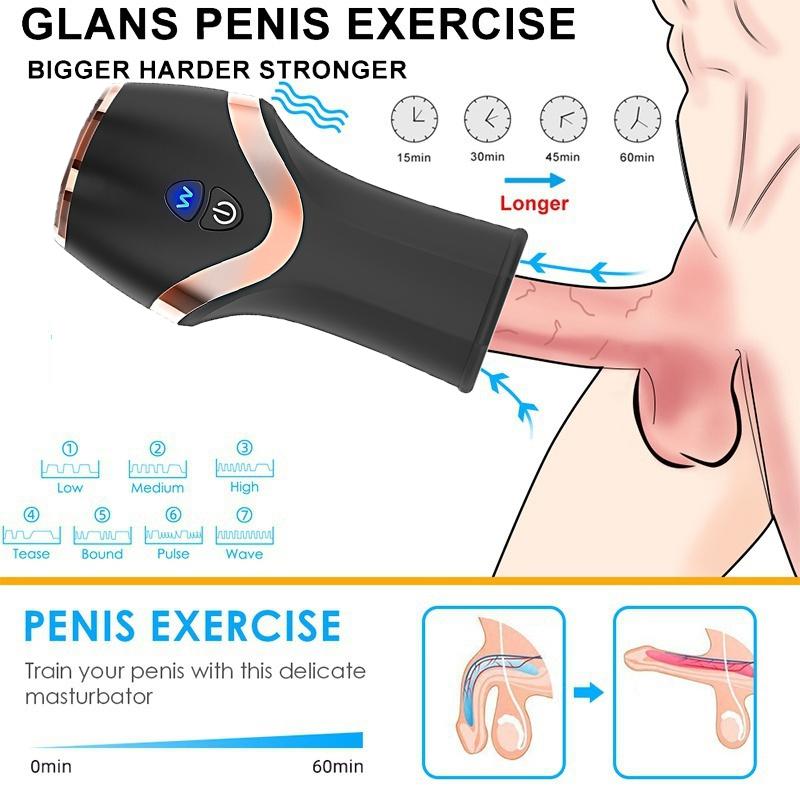 Pussy Male Masturbator Oral Sex Sucking Penis Pump Vibrator Oral Orgasm Penis Delay Trainer Men's Erotic Toys