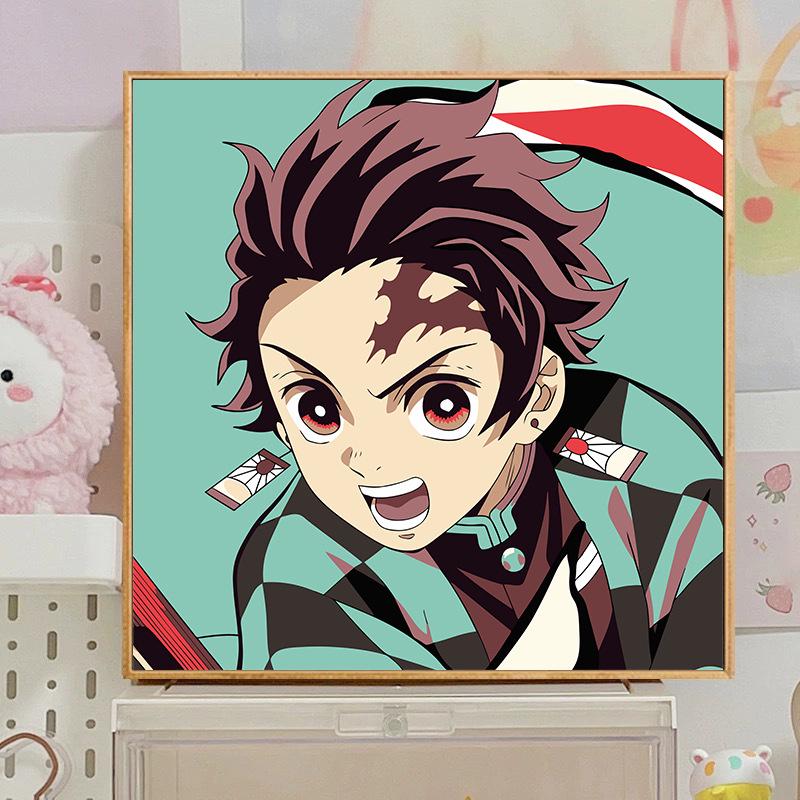 Kit Pittura ad Olio Digitale Anime Demon Slayer Fai da Te per Bambini