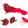 12 PCS Artificial Birds Christmas Tree Birds Red Clip Artificial Foam Feather Hristmas Tree Ornament Door Ornaments