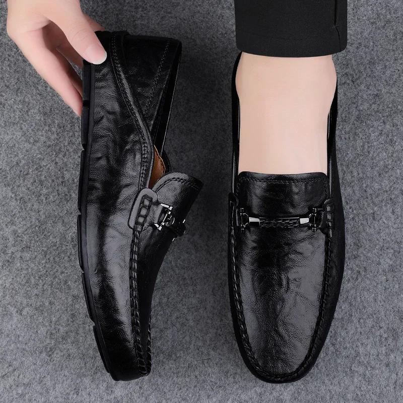 2025 New Men Breathable Casual Summer Shoes Hollow Out Men's Driving Shoes High Quality Male Business Shoes Leather Loafers
