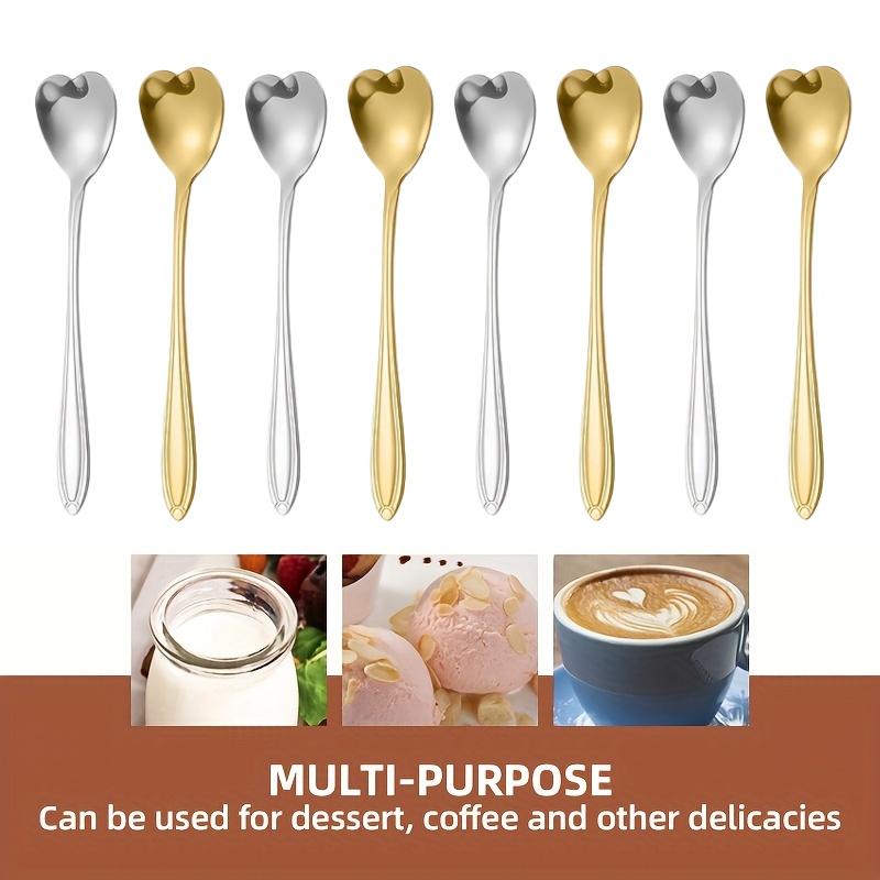 8/16pcs Heart-shaped Dessert Coffee Spoon Set Stainless Steel Mixing Spoons Spoon for Home Restaurant Kitchen Supplies Tools