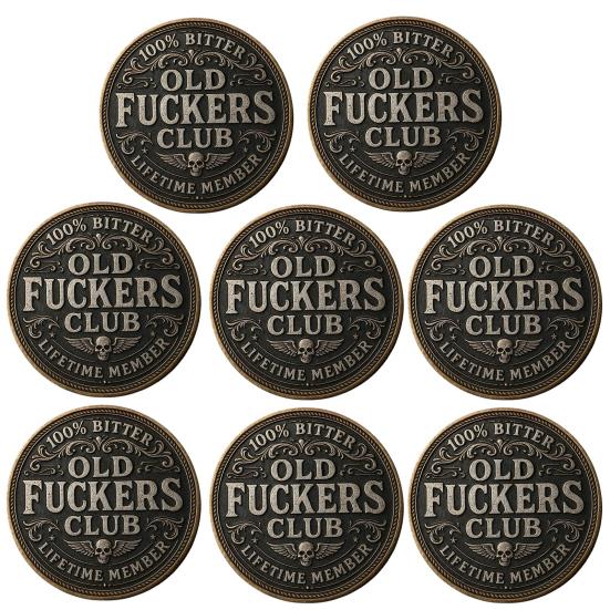 Old F*ckers Club Coin Funny Still Kicking Lifetime Member Coin No Rules No Filters Challenge Coin Adults Collectible Retirement Birthday Gag Gift for