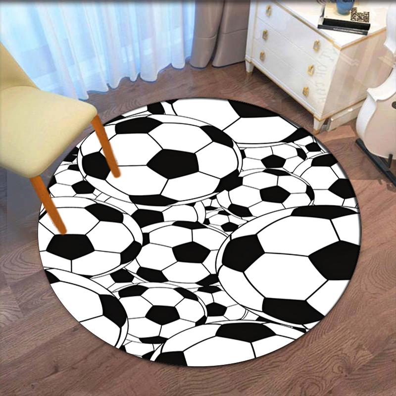 Fußball bedruckter runder Teppich Teppich Stuhlteppich Läufer Eingang Fußmatten, für Bürostuhl Wohnzimmer Schlafzimmer Küche.