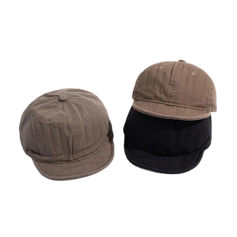 New Unisex Retro Washed Short Brim Baseball Cap, Adjustable Snapback Hip Hop Sunscreen Design, For Men Women Outdoor Daily Wear