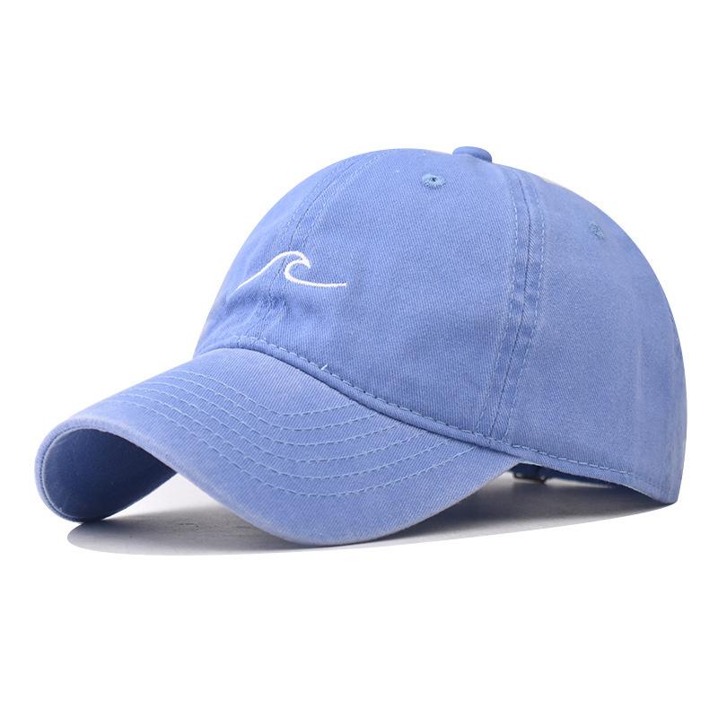 

Simple Vintage Hip Hop Hats for Women Men Snapback Caps Wave Ripple Embroidery Baseball Cap Solid Color Washed Cotton Dad Hats Adjustable небо синє кольору
