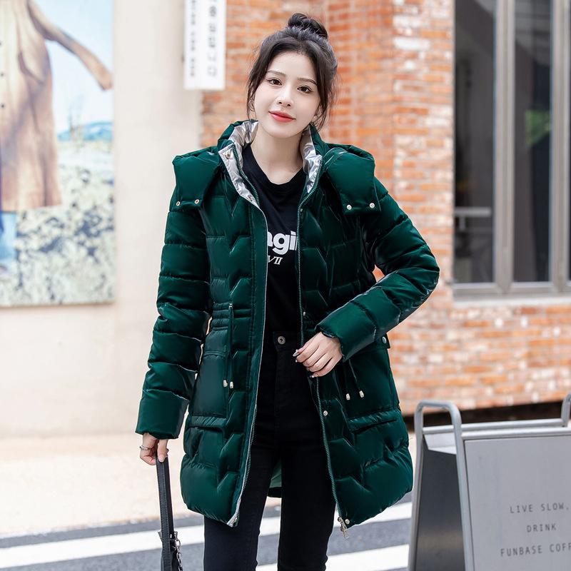 New Winter Padded Jacket Women's Mid-length Shiny Korean Loose Cotton Jacket Warm and Thickened Down Padded Jacket
