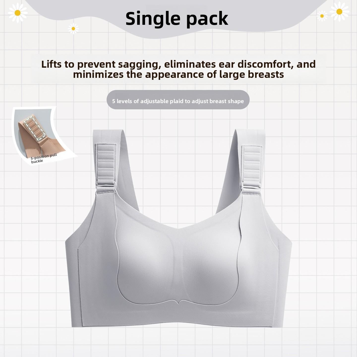 

Female Spring and Summer Thin Style Gathers The Auxiliary Milk Can Be Adjusted To Pull The Anti Sag No Trace Underwear 44/100BCD срібний