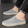 Mule Homme Été Nouvelles Chaussures Décontractées Demi-Mules Toile Respirante Semelle Souple Chaussure de Marche Légère Chaussures Vulcanisées
