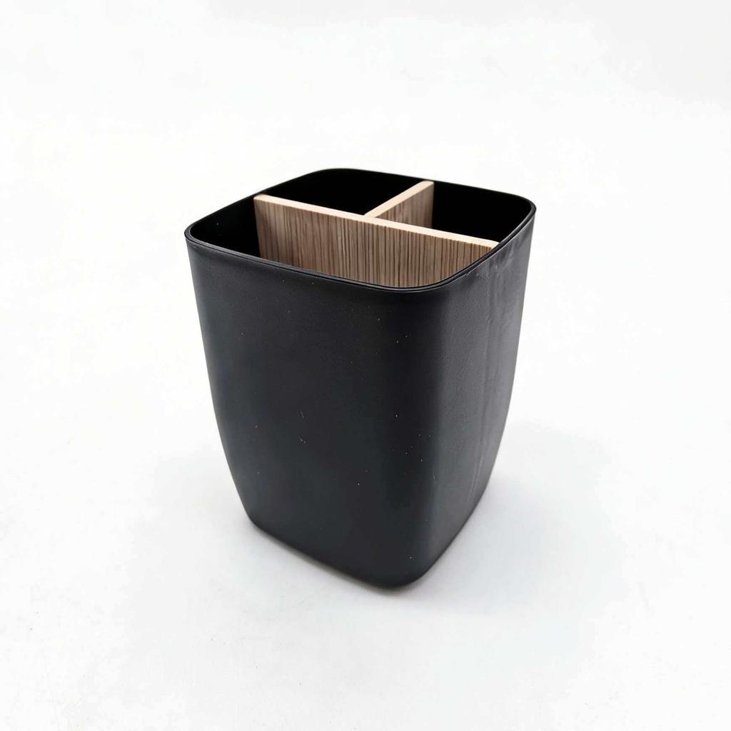 2pcs Bamboo-Like Plastic Desk Organizer with Pen Holder & Jewelry Storage - 3/4 Compartment Standalone Multi-Purpose Box