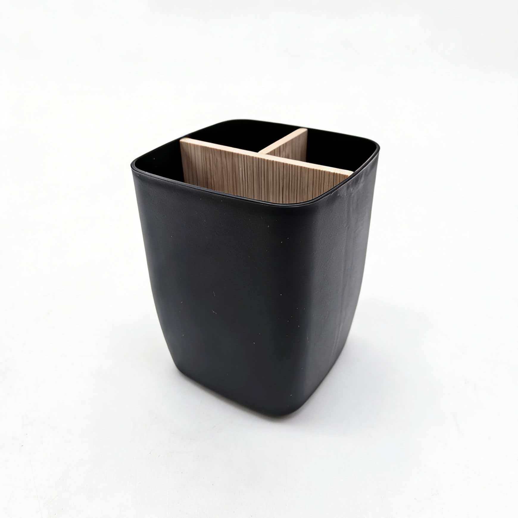 

2pcs Bamboo-Like Plastic Desk Organizer with Pen Holder & Jewelry Storage - 3/4 Compartment Standalone Multi-Purpose Box 2Pcs