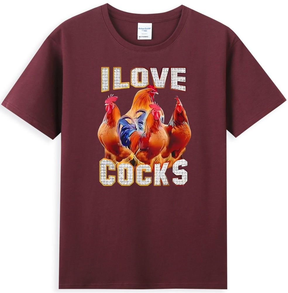 I Love Cocks Funny Chickens Graphic Sarcastic Quote Unisexs TShirt S