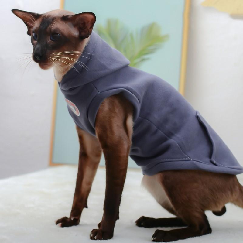 Cat Clothes Winter Warm Cotton Sphynx Cat Hoodies Fleece Sweatshirt Vest For Cats Sphinx Kitten Pajamas Clothes Cat Supplies