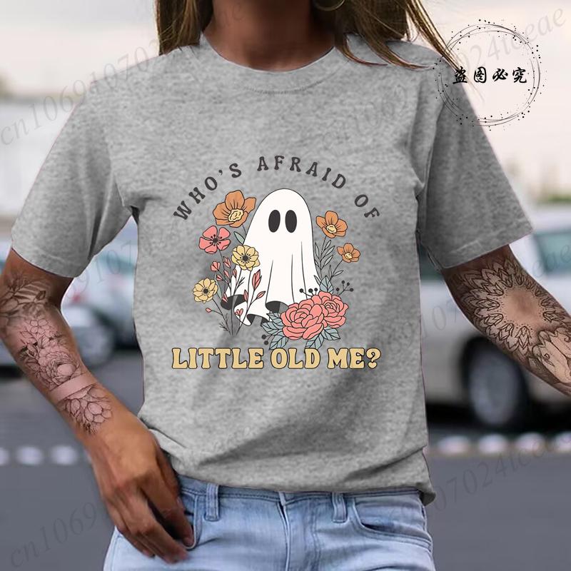 Halloween Whos Afraid of Little Old Me Ghost Vintage TShirts Short Sleeved Tshirt MenWomen Boo Spooky Ghost New Fashion Tops S